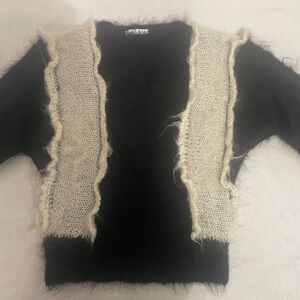 MaxMara Black and Cream Fuzzy Cardigan
